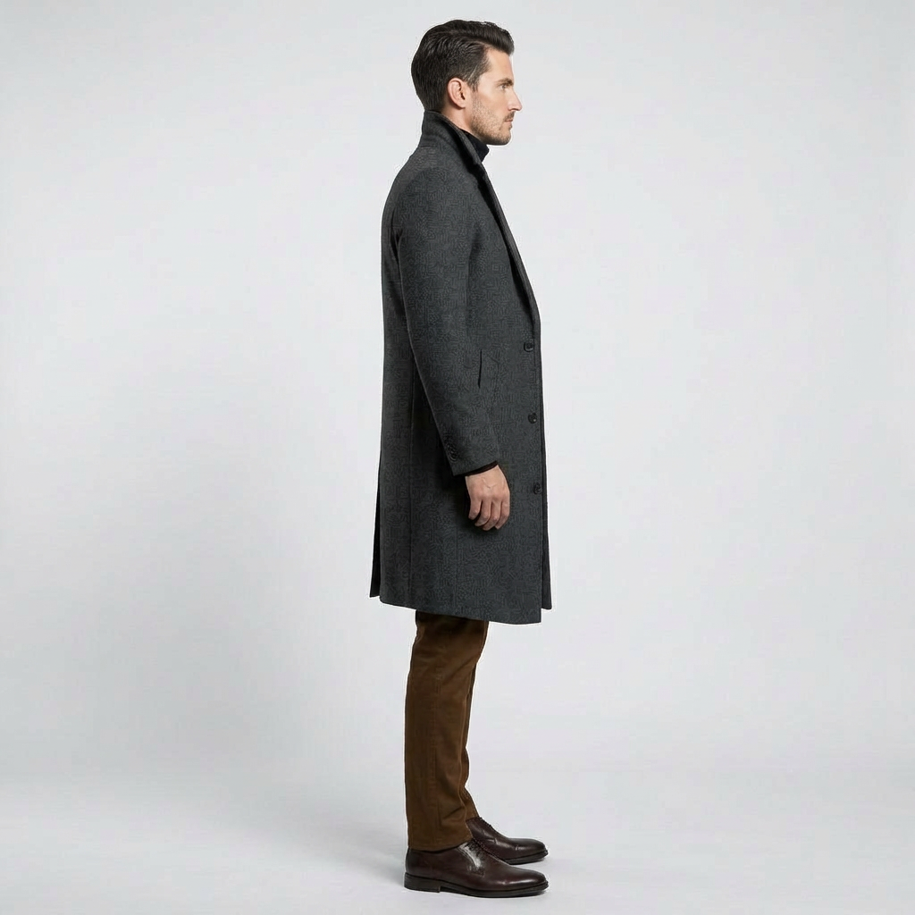 Jameson | Classic Long Overcoat with Lapel for Men