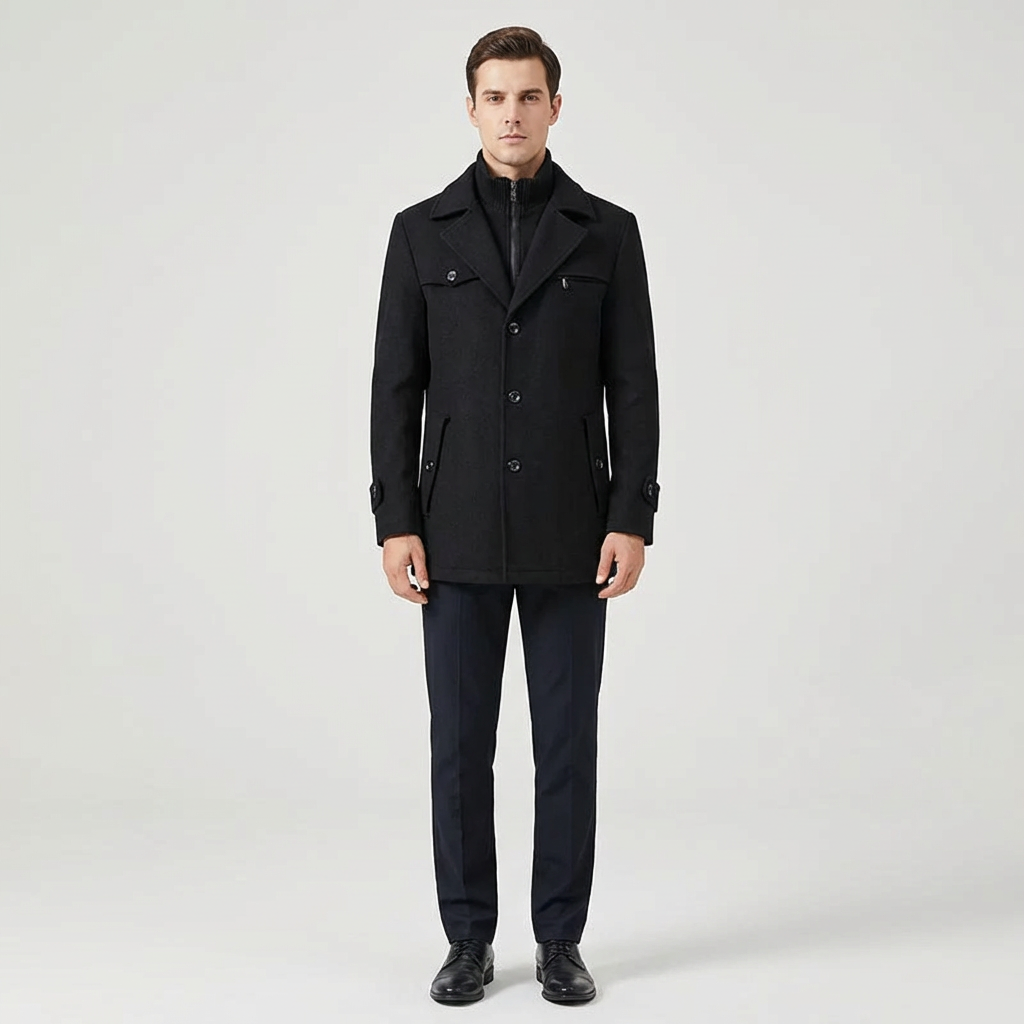 Michael | Men’s Elegant Winter Long Button Overcoat